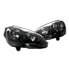 FOR 2005-2010 VW JETTA MK5 PAIR BLACK HOUSING CLEAR CORNER HEADLIGHT/LAMP SET