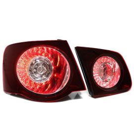 06-09 VW JETTA MK5 EURO LED TAILLIGHTS w/ LED INNERS - DARK RED / CLEAR