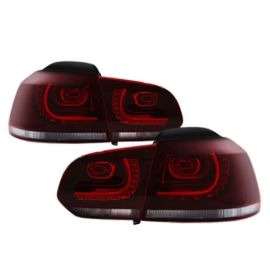 10-14 VW MK6 Golf/GTI R Style Euro LED Taillights w/ Rear Fog - Dark Cherry DEPO