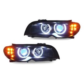 2004-2006 Fit BMW 3 Series E46 2D Coupe/Cabrio DEPO V2 UHP LED Angel Halo Projector Headlight