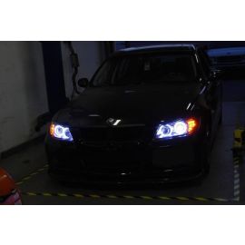 2006-2008 Fit BMW 3 Series E90 / E91 DEPO V2 Projector UHP LED Angel Halo Headlight With LED Corner