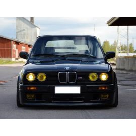 1984-1991 Fit BMW E30 3 Series DEPO French Edition Yellow Glass Lens Euro Smiley Projector Headlights