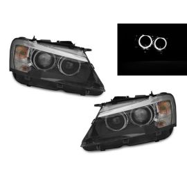 2011-2014 Fit BMW X3 Pre-LCI F25 Chassis DEPO OEM "Xenon" Style White LED Angel Halo Projector Headlight For Halogen Model upgrade