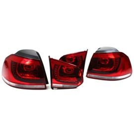 DEPO 10-14 VW MK6 Golf/GTI R Style Euro LED Taillights w/ Rear Fog - Cherry Red