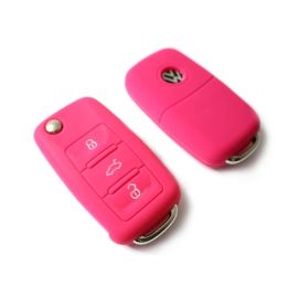 PINK SILICONE COVER FOR VW 3-BUTTON REMOTE FOLDING FLIP KEY