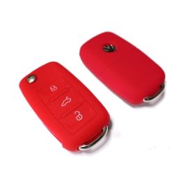 RED SILICONE COVER FOR VW 3-BUTTON REMOTE FOLDING FLIP KEY