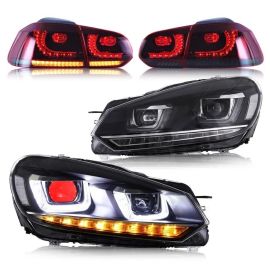VLAND Headlights with Demon Eyes and Taillights for Volkswagen Golf 6 MK6 2008-2013 (DO NOT FIT Golf GTI and GTR)