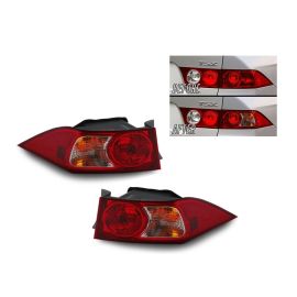 2004-2005 Acura TSX JDM Style Red/Clear Outer Tail Light Set Made by DEPO