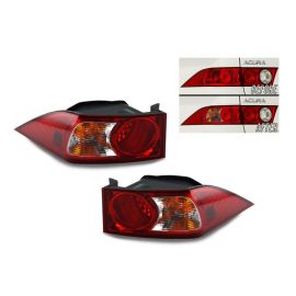 2006-2008 Acura TSX JDM Style Red/Clear Outer Tail Light Set Made by DEPO