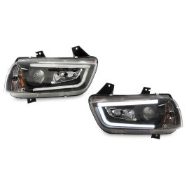 2011-2014 Dodge Charger LED Light Bar Black Xenon HID D3S Projector Headlight