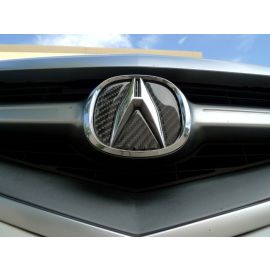 2007-2008 Acura TL Base Model Carbon Fiber OR Red Decal Front and Rear Emblem Badge - Grill / Trunk / Steering Wheel