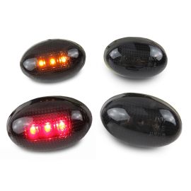 1999-2010 Ford F350 F450 SuperDuty 4 PC Smoke Lens Front Amber and Rear Red LED Bumper Side Marker Light