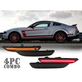 2010-2014 Ford Mustang Pair V6 GT Clear or Smoke Lens Front Amber or Rear Red LED Bumper Side Marker Lights