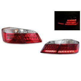 2013-2015 Honda Accord 4D Sedan DEPO Red and Clear Rear LED Light Bar Tail Lights