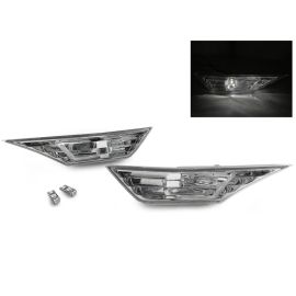 2016-2021 Honda Civic 10th Gen JDM Style Crystal Clear Front Bumper Side Marker Lights with a pair of T10 LED bulbs