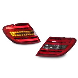 2008-2011 Mercedes C Class W204 DEPO Facelift Style With Euro Amber LED Signal Clear or Smoke Light Bar LED Tail Light