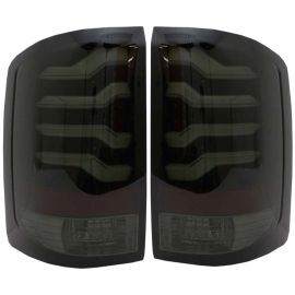 2014-2017 GMC Sierra LED BAR Taillights w/ Smoke Lens Black Housing
