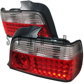 1992-1998 BMW E36 3-Series 4 Door Red Clear Housing LED Tail Lig