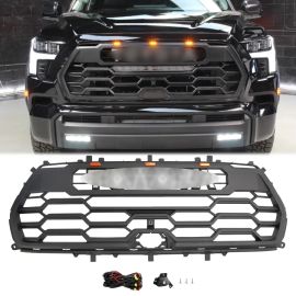 Fits 2023 Toyota Sequoia TRD Replica Style Front Grill - ABS Unpainted with LED DRL Lights