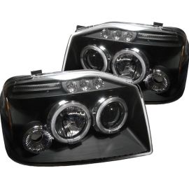 2001-2004 Nissan Frontier Black Housing Dual Halo Angel Eyes LED