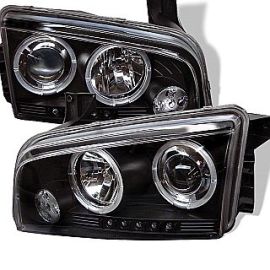 Dodge Charger Projector Headlights Dual LED Halos 05-08