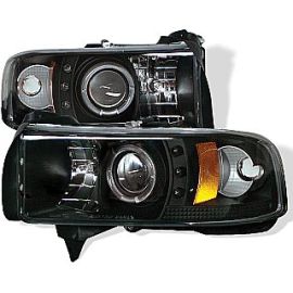 Dodge Ram Projector Headlights Single LED Halo 94-01