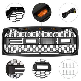 Fits 09-14 Ford F150 Raptor Style Replica Style Front Grill - ABS Unpainted with LED DRL Lights