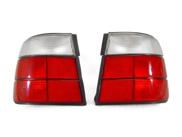 1989-1996 Fit BMW E34 5 Series 4 Door Sedan Red/Clear Tail Light