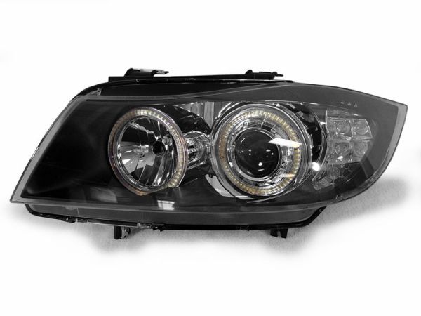 Projector90 BMW Headlights E90 with Orion LED Angel Eyes Black Clear  Housing Pair