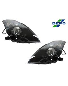 2003-2009 Nissan 350Z Z33 Facelift Style JDM Black DEPO D2S Bi-Xenon LED Projector Headlight