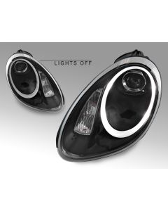 2005-2008 Porsche Boxster 987 / 2006-2008 Porsche Cayman 987.1 991 Turbo Style Bi-Xenon Projector White LED Rim Headlight Set