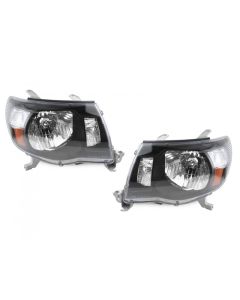 2005-2011 Toyota Tacoma TRD Style Black Housing Headlight Set 