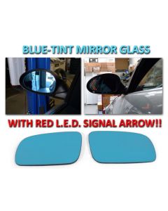 1999-2005 VW Jetta Mk.4 / Golf & GTI / 98-05 Passat B5 Chassis Red Arrow LED Blue Glass Side Mirrors Upgrade