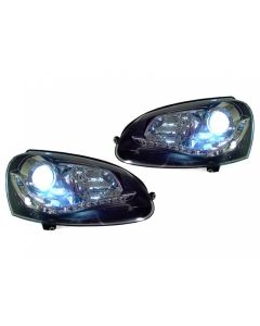 2005-2010 VW Jetta Mk.5 / 06-09 Golf / GTI / 07-10 Rabbit DEPO Bi-Xenon D2S Model R8 LED Strip Projector Headlight