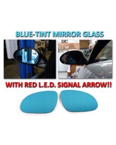 2005-2010 VW Jetta Mk.5 / 06-09 Golf & GTI / 07-10 Rabbit / 06-11 Passat B6 Chassis Red Arrow LED Blue Glass Side Mirrors Upgrade