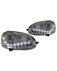 2005-2009 VW Jetta Mk.5 / 06-09 Golf / GTI / 07-09 Rabbit R8 LED Strip Projector Headlight For Halogen Models