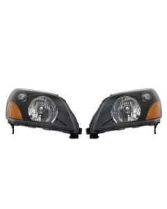 03 04 05 Honda Pilot Smoke Housing Headlight Set- Black Left Right Replacement