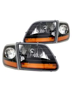 1997-2003 Ford F-150 Black Headlight Special Edition Harley Davidson Style Kit