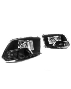 PREMIUM Quality 2009-2016 Dodge Ram 1500/2500/3500 Black Headlights Headlamps