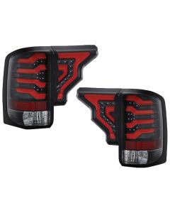 2014-2017 GMC Sierra LED Taillights w/ Clear Lens Black Housing Red Light Bar