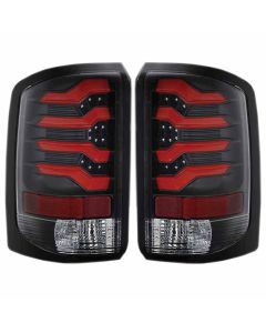 2014-2017 GMC Sierra LED Taillights w/ Clear Lens Black Housing Red Light Bar