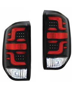 2014-2017 Toyota Tundra LED Tail Lights w/ Clear Lens Black Housing Red LED Bar