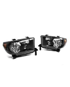 Black 2007-2013 Toyota Tundra 2008-2016 Sequoia Headlights Headlamps Left+Right