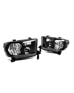 Toyota 07-13 Tundra 08-14 Sequoia JDM Crystal Smoke Black Headlights Pair