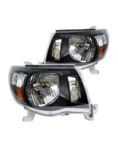 05-10 Toyota Tacoma / Pre-Runner Black Housing Headlight w/ Amber Reflector DOT