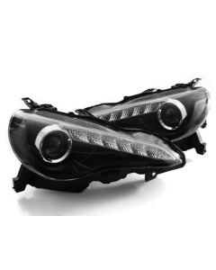 FOR 2013+ SCION FRS JDM STYLE LED DRL BI-HALOGEN PROJECTOR HEADLIGHTS - BLACK