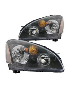 FOR 02-04 Altima Sedan JDM Black Headlights w/ Amber Reflector