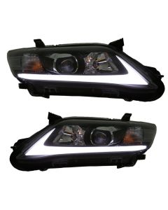 10-11 Toyota Camry Black Headlights w/ LED Bar DRL