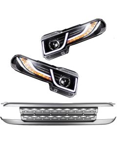 07-15 Toyota FJ Cruiser Bi-Projector Headlights w/ DRL & Silver Grille