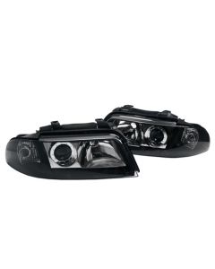 99-01 AUDI A4/S4 B5 1-PIECE BLACK ECODE PROJECTOR HEADLIGHTS